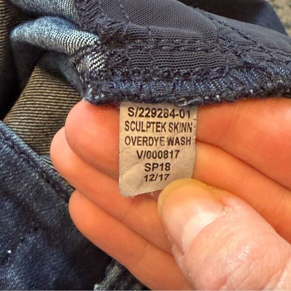 Athleta Sculptek Skinny Jeans Overdye Wash Dark Blue Denim Size 4 T Tall Long - Picture 9 of 9